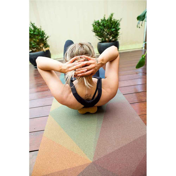 Travel Cork Yoga Mat with Rubber Back | Polygon Abstract | 2mm - Zenvibes
