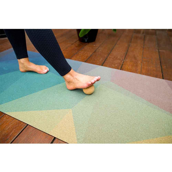 Extra Thick Cork Yoga Mat with Rubber Back +Cotton Bag | Polygon Abstract | 7 mm - Zenvibes