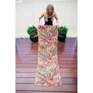 Extra Thick Cork Yoga Mat with Rubber Back +Cotton Bag | Proteus Aussie Palm | 7 mm - Zenvibes