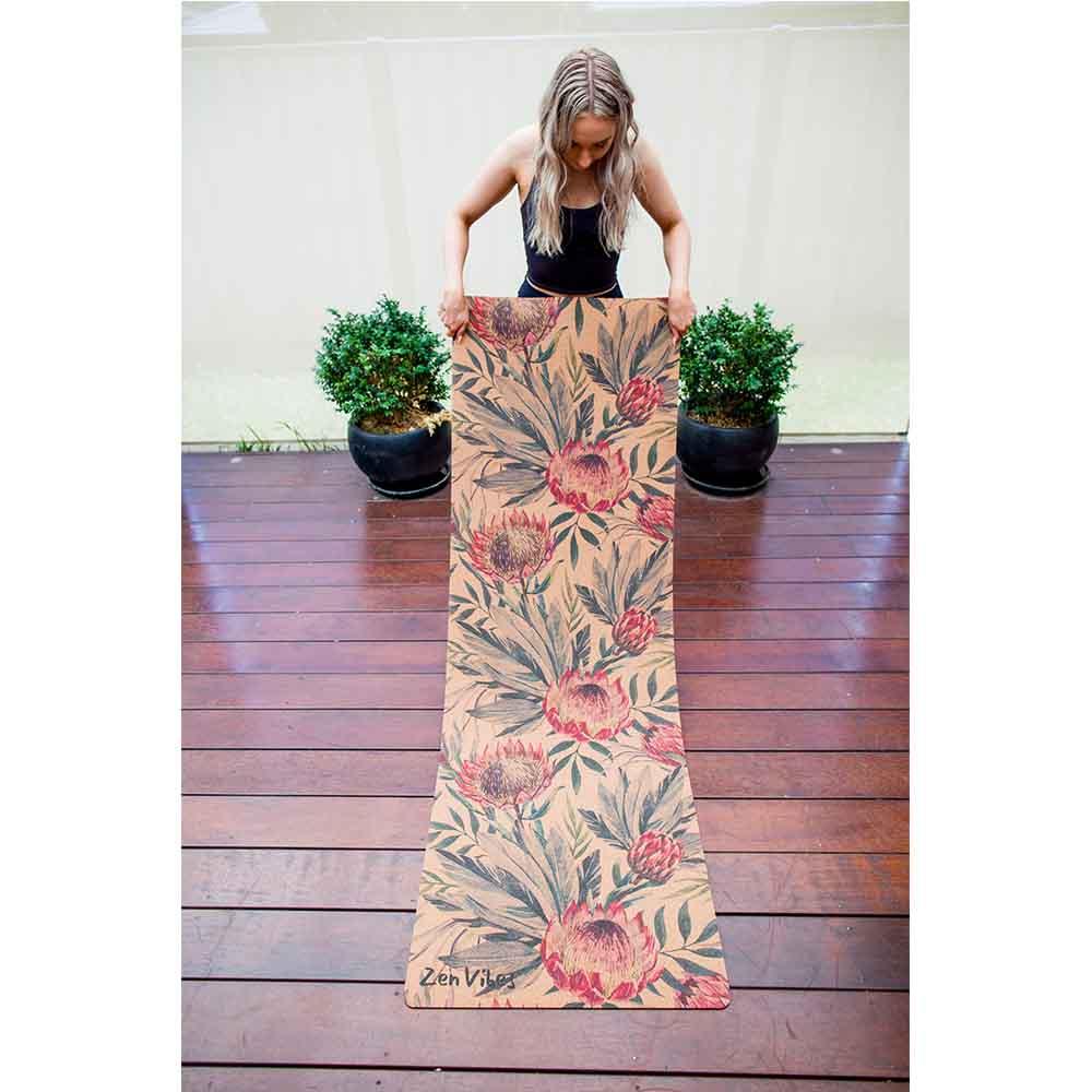 Travel Cork Yoga Mat with Rubber Back | Proteus Aussie Palm | 2mm - Zenvibes