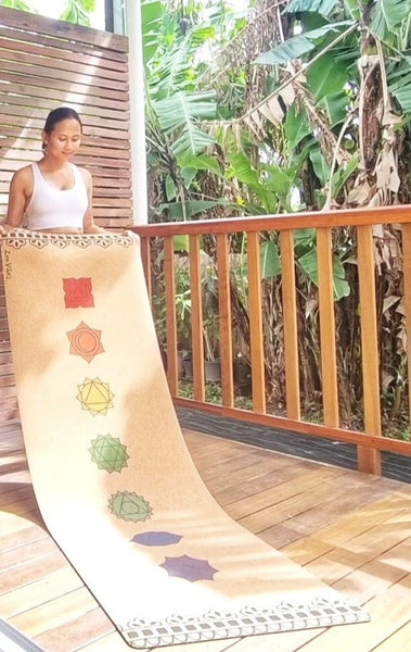 Premium Cork Yoga Mat with Rubber Back | 7- Chakra | 4.5 mm - Zenvibes