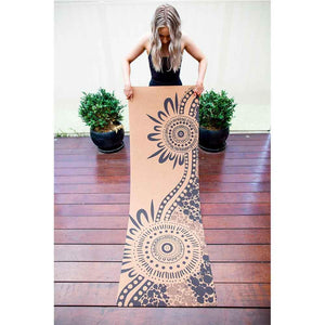 Aboriginal Art Cork Yoga Mat with Rubber Back | River Run - Midnight Blue | 4.5 mm - Zenvibes