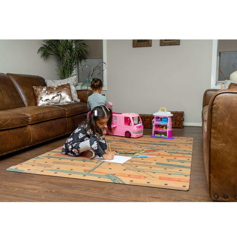 Cork Kids Play Mat | Rectangle 135cm X 180cm | Brush Strokes & Dots Abstract - Zenvibes