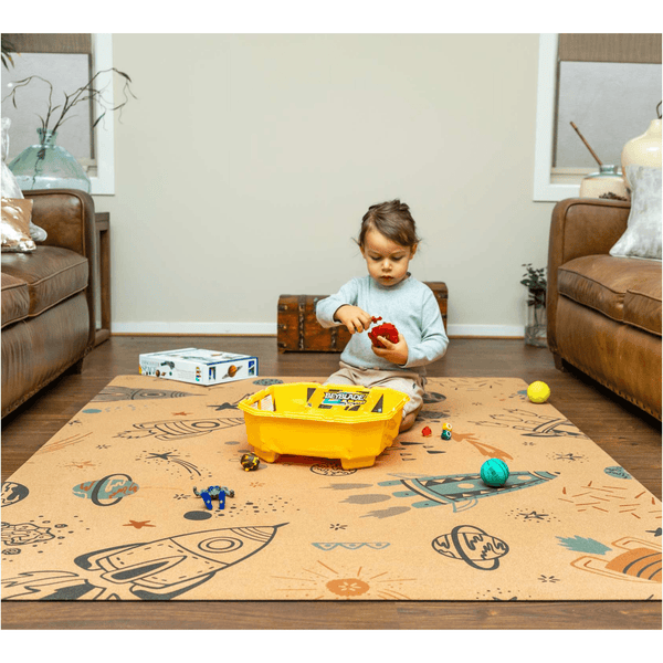 Cork Kids Play Mat | Rectangle 135cm X 180cm | Space & Rocket - Zenvibes