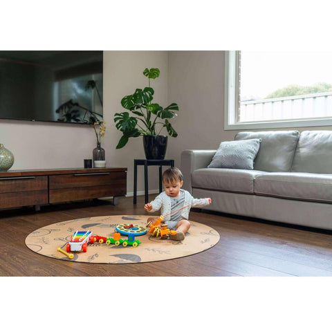 Cork Kids Play Mat | Round 135cm | Cute Bear on Bike - Zenvibes