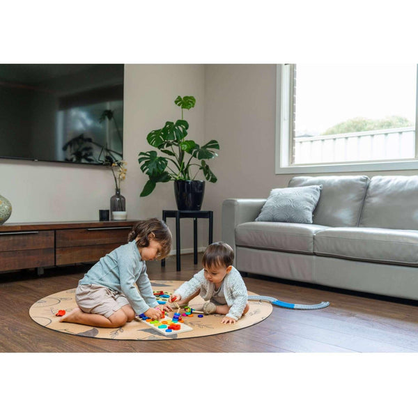 Cork Kids Play Mat | Round 135cm | Cute Bear on Bike - Zenvibes