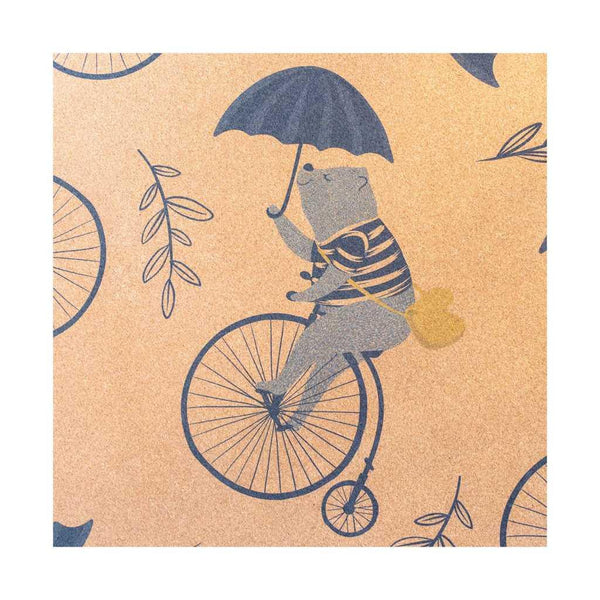 Cork Kids Play Mat | Round 135cm | Cute Bear on Bike - Zenvibes