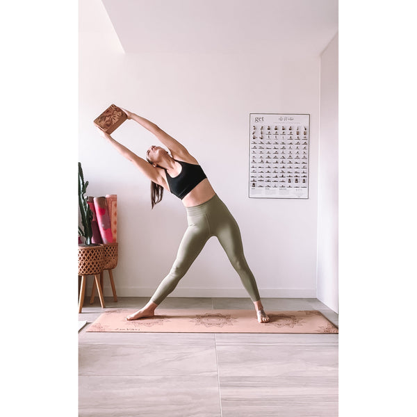 Premium Cork Yoga Mat with Rubber Back | Decorative Floral Mandala - Brick | 4.5 mm - Zenvibes