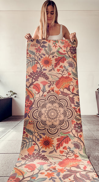 Premium Cork Yoga Mat with Rubber Back | Ornamental Mandala | 5mm