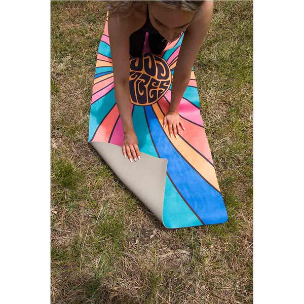 Microsuede Mantra Mat with Rubber Back | Good Vibes Retro | 3.5 mm - Zenvibes