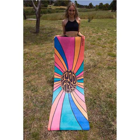 Microsuede Mantra Mat with Rubber Back | Good Vibes Retro | 3.5 mm - Zenvibes