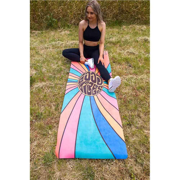 Microsuede Mantra Mat with Rubber Back | Good Vibes Retro | 3.5 mm - Zenvibes