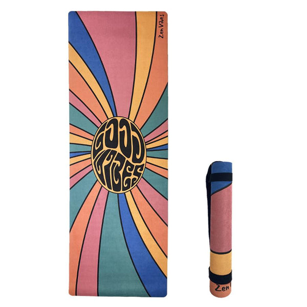 Microsuede Mantra Mat with Rubber Back | Good Vibes Retro | 3.5 mm - Zenvibes